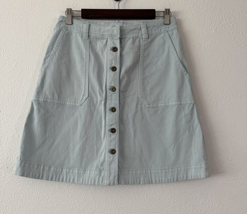 Pilcro and the Letterpress No. 04 Light Blue Button-Front A-Line Skirt Sz 4